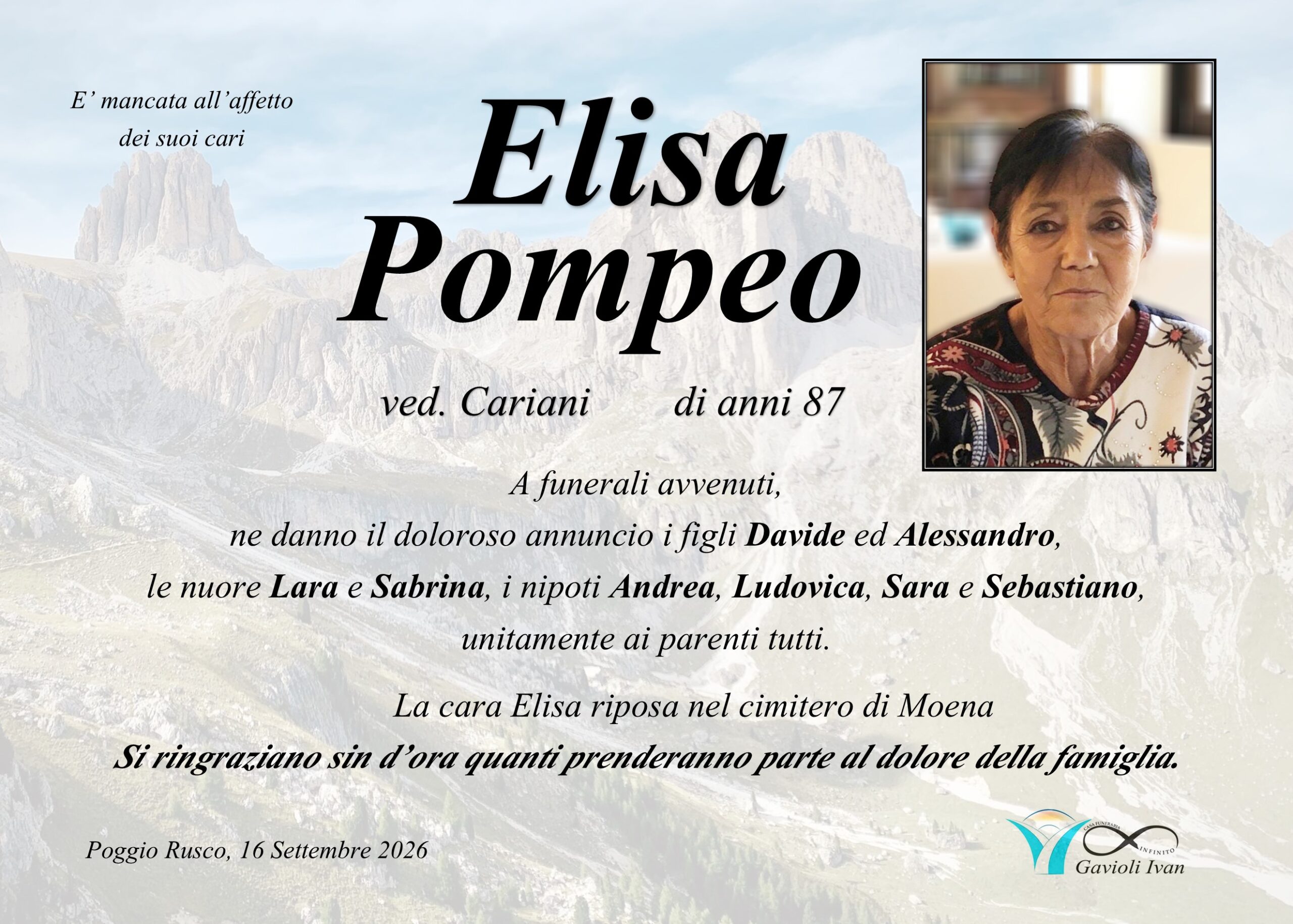 Pompeo Elisa manifesto